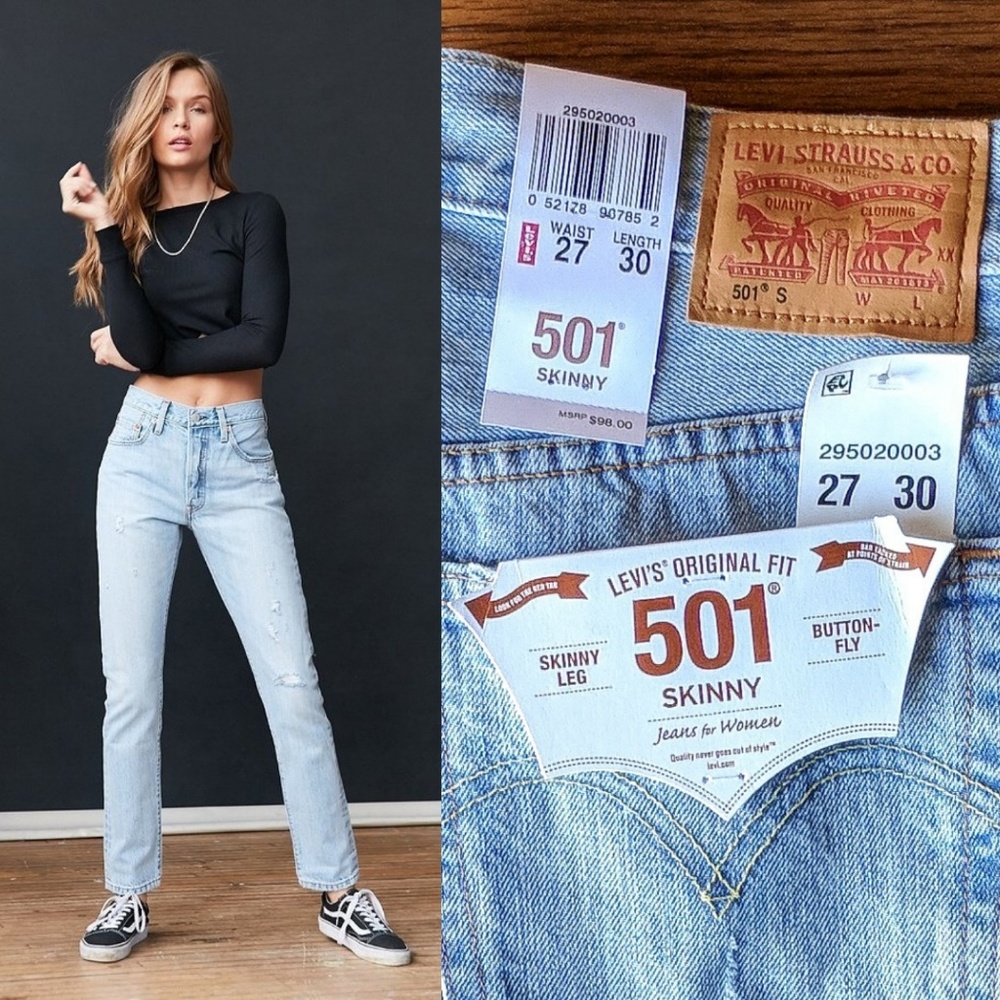 NEW SIZES!! NWT Levi's 501 Skinny Leg Raw Denim - Picture 3 of 6